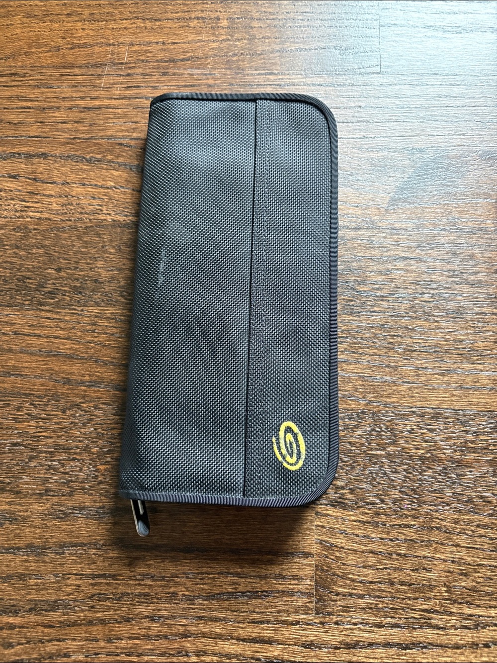 Gray Zippered Organizer Case with Yellow Logo Accent